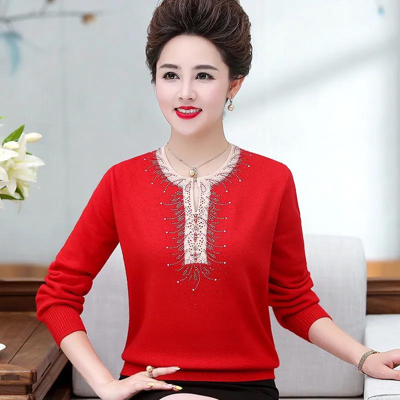 Women's Short Pullover Knitwear Fashion Round Neck Sticky Drill Long Sleeve Sweater Loose Outerwear Plus Size Sweater