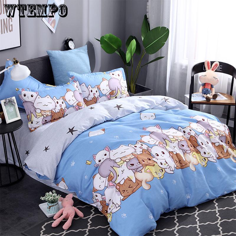 Cover Set Cartoon Single Bed Duvet Bedding Sweet Dream for Kids Girls 3/4pcs Colorful