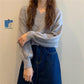 Winter Sweater Women V Neck Plus Size Loose Pullover Sweaters Purple Long Sleeve Knitted Jumper 2021 Fall Casual Fashion Women Sweaters