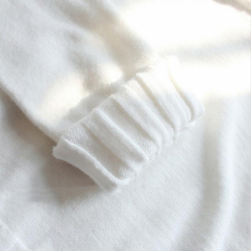 Podilove long-sleeve bottoming shirt white short section loose lazy wind turtleneck small fresh
