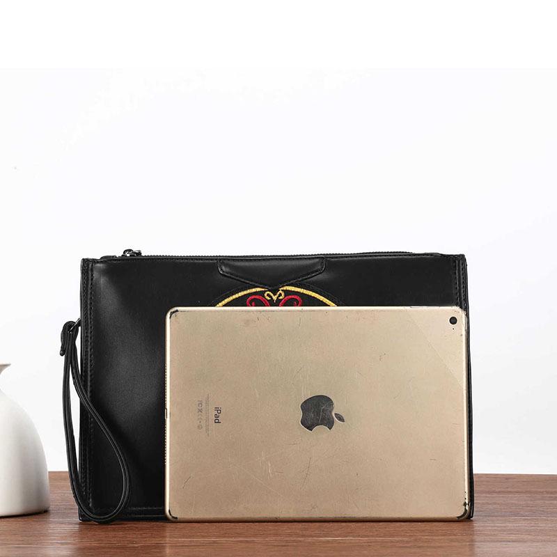 Business Briefcase Men National Style PU Leather Joker Zipper Waterproof Handbag Shoulder IPAD Bag