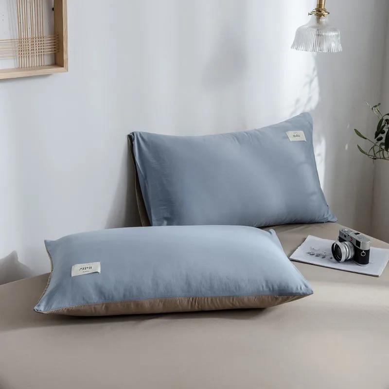 Washable Pillowcase Two Pack Pillowcase Household Adult Single Double Solid Color Bedroom Pillowcase