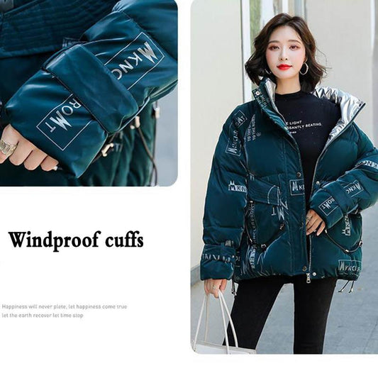 Glossy Disposable Cotton-padded Coat Women's Short Thick Down Padded Coat Loose Small Padded Jacket