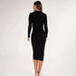 Women's Party Dress Button Knit Dress Autumn and Winter Slim Long-sleeved Long Skirt and Ankle V-neck Tight-fitting Sexy Dress Ladies Split Hem