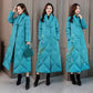 Chinese Style Cotton-padded Jacket Women's Retro Printing Was Thinner Mid-length Cotton-padded Jacket Ethnic Wind Over The Knee Coat