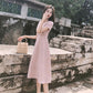 Female Summer French Super Fairy Niche Long Graceful Dress Vintage Over Knee Elegant Slim Dress