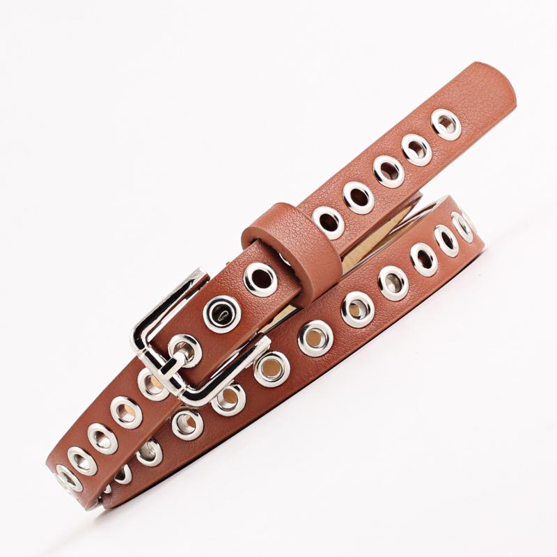 Metal Ring Waist Belt Women Skinny Waist Belt Thin Leather Waistband Strap