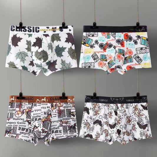 Four-pack Men's Ice Silk Underwear Boxer Inner Breathable Fashion Underwear