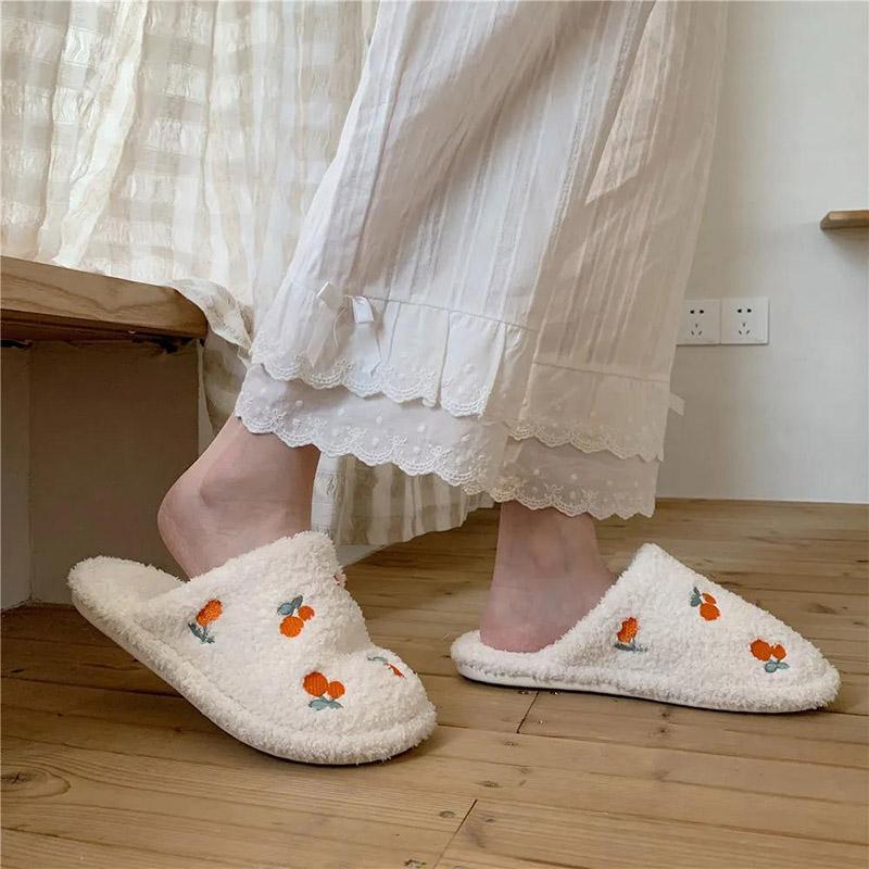 Ladies Pure Cotton Slippers Indoor Non-slip Slippers Soft Bottom Household Casual Slippers Keep Warm in Autumn and Winter