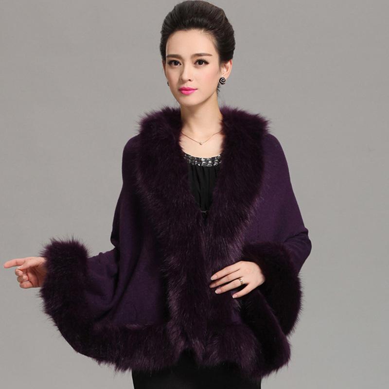 Autumn and Winter Imitation Fox Fur Coat Ladies Shawl Cloak Loose Large Size Short Fur Collar Cloak Thick
