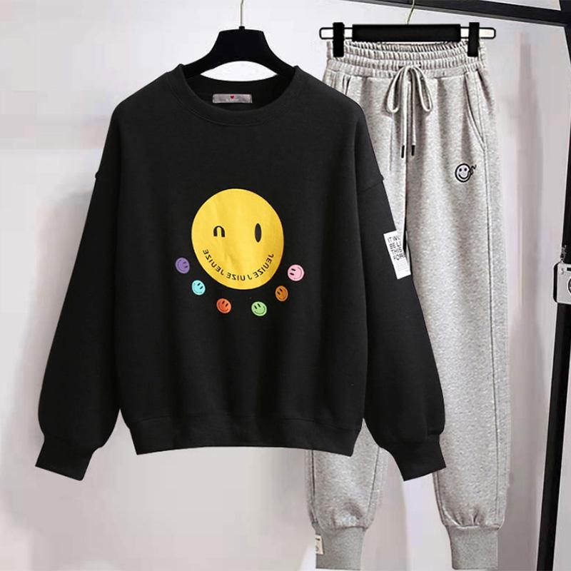 Spring and Autumn Thin Suit Female Student Sports Loose Long Sleeve Sweater Casual Sports Sweater Pants Two-piece Tide