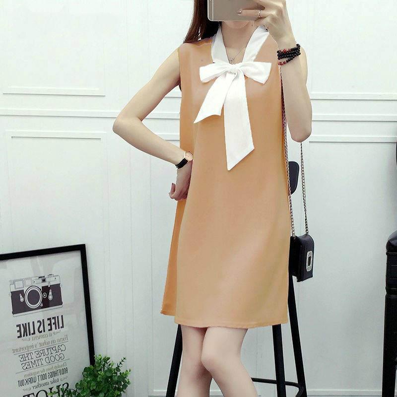 Dress Large Size Women's Chiffon Bow Long Loose Thin Sleeveless A Word Vest Skirt Summer