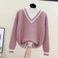 Women's Autumn and Winter Sweater Large Size Pullover Preppy Style Loose Half-high Collar Bottomed Sweater