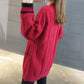 Autumn Winter Knitted Long Cardigans Loose Casual Thick Sweaters Jumpers Women Knitting Jackets