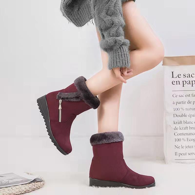 Women's Outdoor Winter Snow Boots Non-slip Warm Boots Fur Short Ankle Boots Slip-on Boots Cotton Boots Plus Size EU35-43