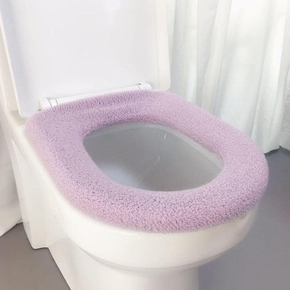 Toilet Cushion Toilet Seat Gasket Cushion Thickening Plus Velvet Warming Pad Solid Color Household Toilet Seat Cover To Keep Warm