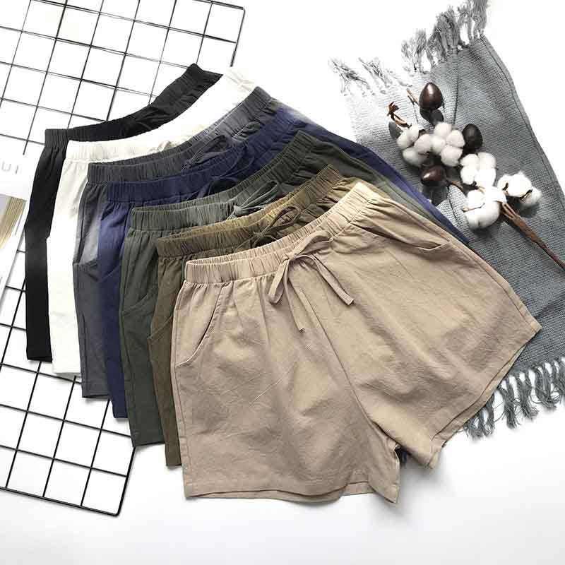 Sports Cotton and Linen Shorts Women's Summer High Waist Loose All-match Wide-leg Three-point Pants Outer Wear Casual Pants