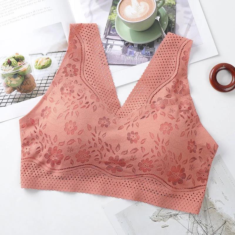 Ice Silk Breathable Lace Sexy Hollow Sports Seamless Gather No Steel Ring Beautiful Back Female Underwear Bra