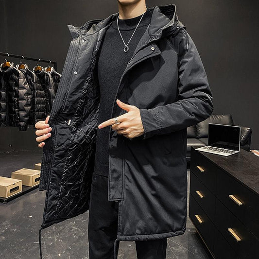 Cotton Men's Winter Jacket Korean Version of The Trend of Mid-length Down Cotton Jacket Loose Large Size Thick Winter Jacket