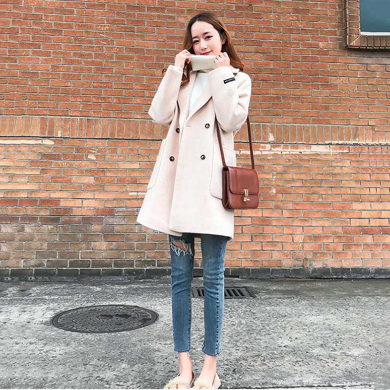 Wool Coats Autumn Winter Womens Jackets Slim Woolen Cardigan Coat  Elegant Blend Women Overcoat