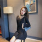 Pofulove Slim Sexy Jacket Women Autumn and Winter Retro Chic Wild Stand-up Collar Net Gauze Style