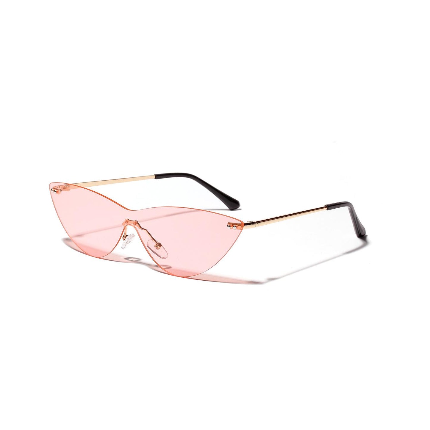 WTEMPO Borderless Siamese Sunglasses Cat Eye Retro Glasses UV-resistant transparent pink