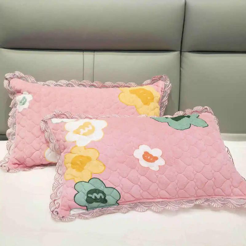 2PC Crystal Velvet Thermal Pillowcase Double Soft Skin-friendly Thermal Pillowcase