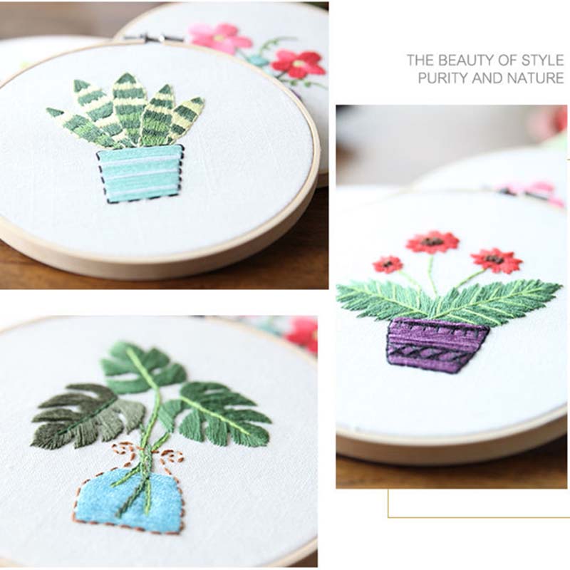 Plant Printing Embroidery DIY Su Embroidery Handmade Cross Stitch Fabric Material Package European Style Home Adult Beginner