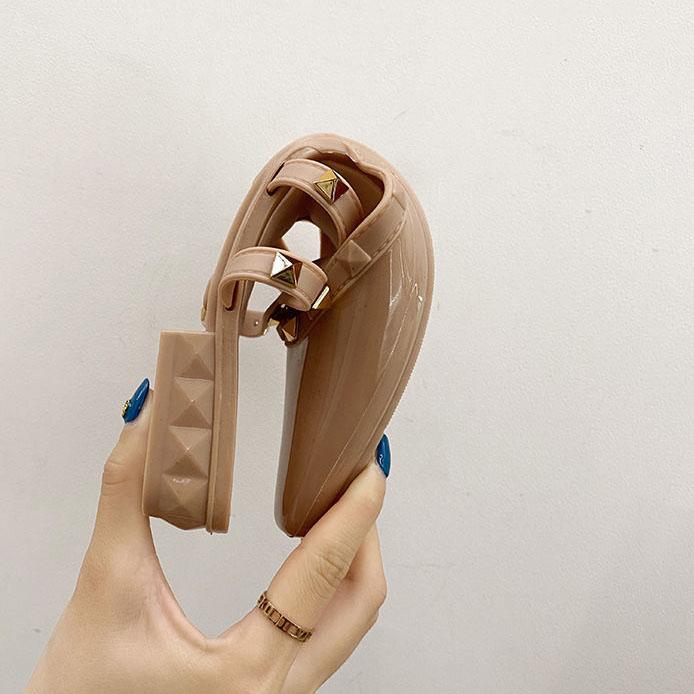 Office Ladies Summer Autumn Large Size Non-slip Baotou Slippers Women's Spring Solid Color Low Heel Rhinestones Single Shoes