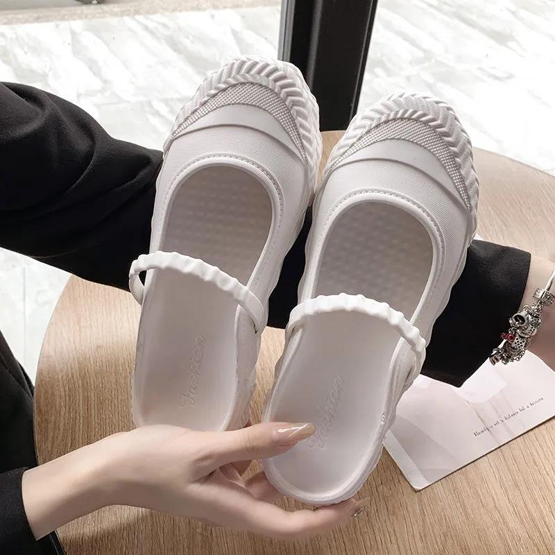 Solid Color All-match Slip-on Sandals and Slippers Baotou Half Slippers Women's Outer Wear Flat-heeled Loafers Comfortable and Light