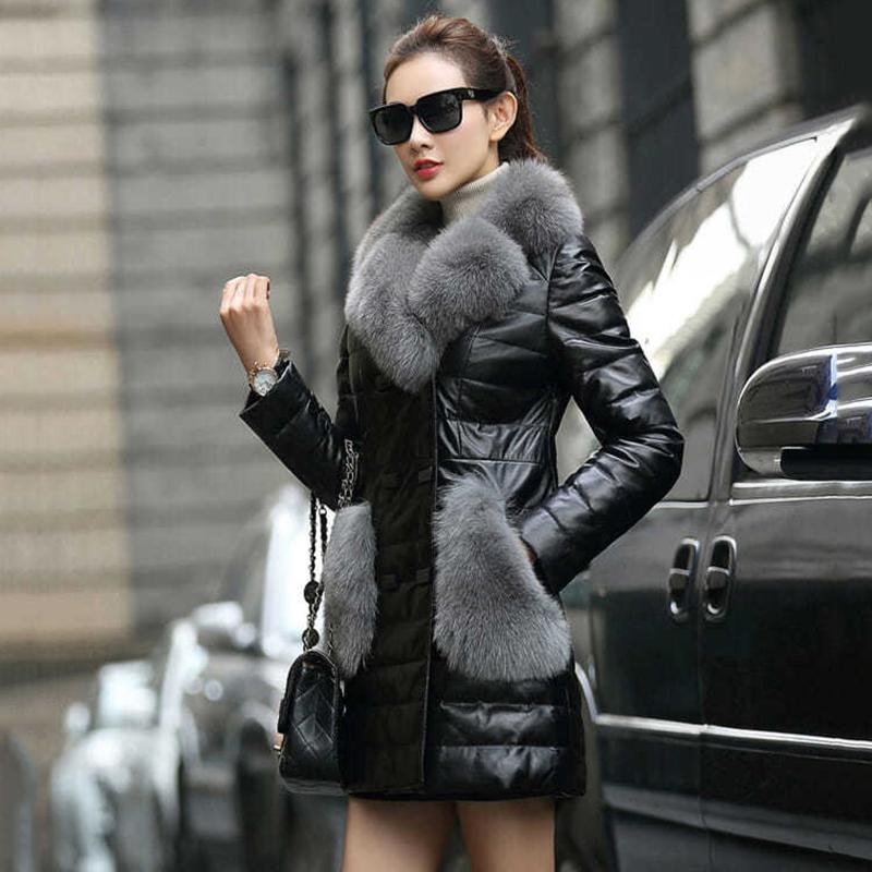 Women's Winter Korean Loose Quilted Coat Warm Stand-collar Down Jacket Women's Glossy Mid-length Down Jacket