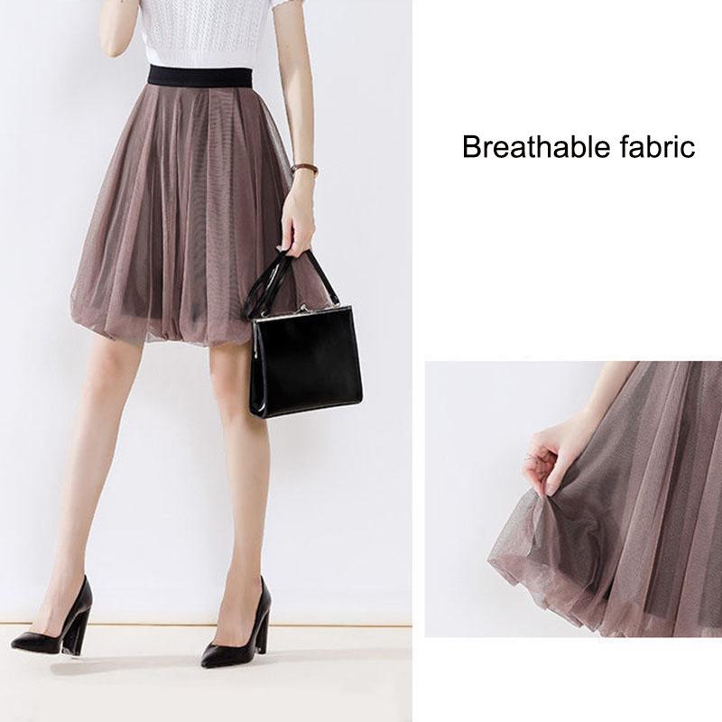 Women Skirts Female Large Size Casual A-line Pleated Skirt Summer Solid Color Loose Skirts All-match High Waist Mesh Skirt