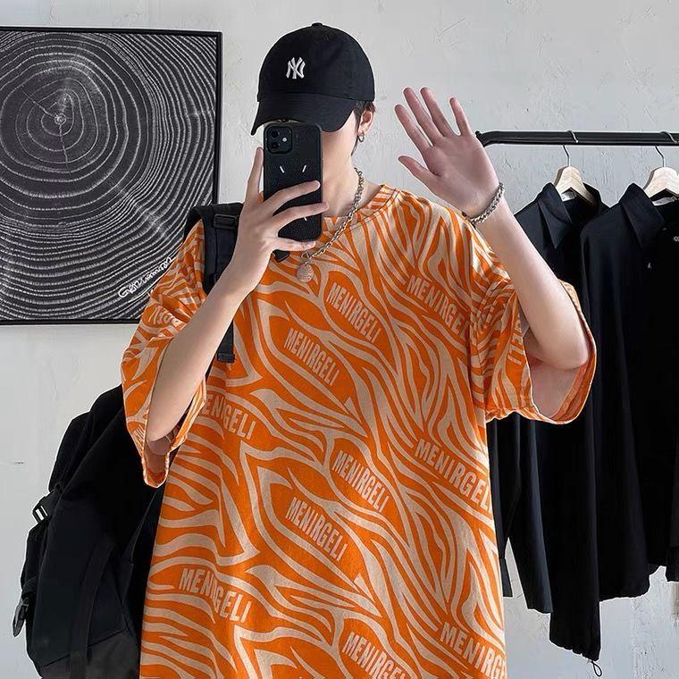 Summer Zebra Print Short-sleeved T-shirt Male Half-sleeved T-shirt Loose Trend Couple Wild