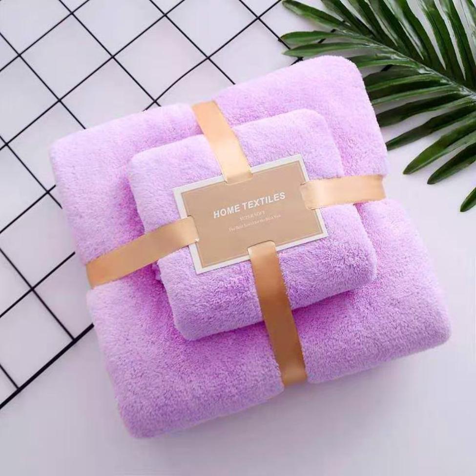 Adult Coral Velvet Towel + Bath Towel Set Home Oversized Absorbent Quick-drying Bath Towel