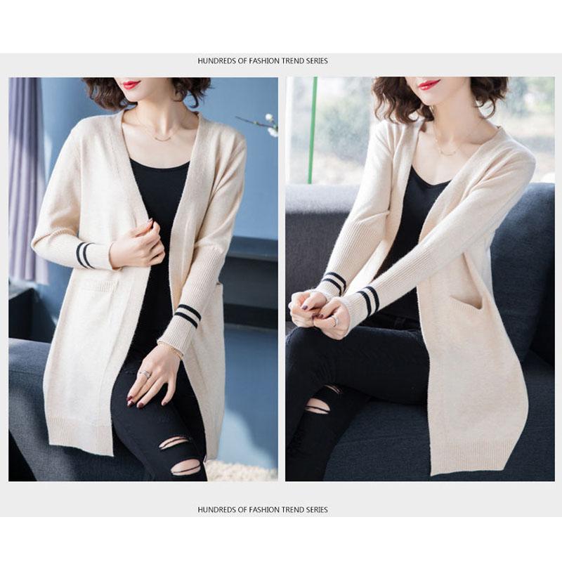Spring and Autumn Knitted Cardigan Sweater Mid-length Loose Long-sleeved Jacket Fashion Thicker Women's Jacket
