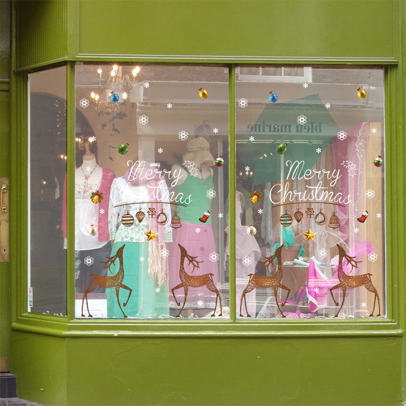 Celebrate Christmas Cartoon Wall Sticker Window Display Decoration PVC Waterproof Easy Wipe Sticker