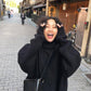 Winter Thick Casual Jacket High Collar Mid-length Tops Fashion Simple Female Student Sweater