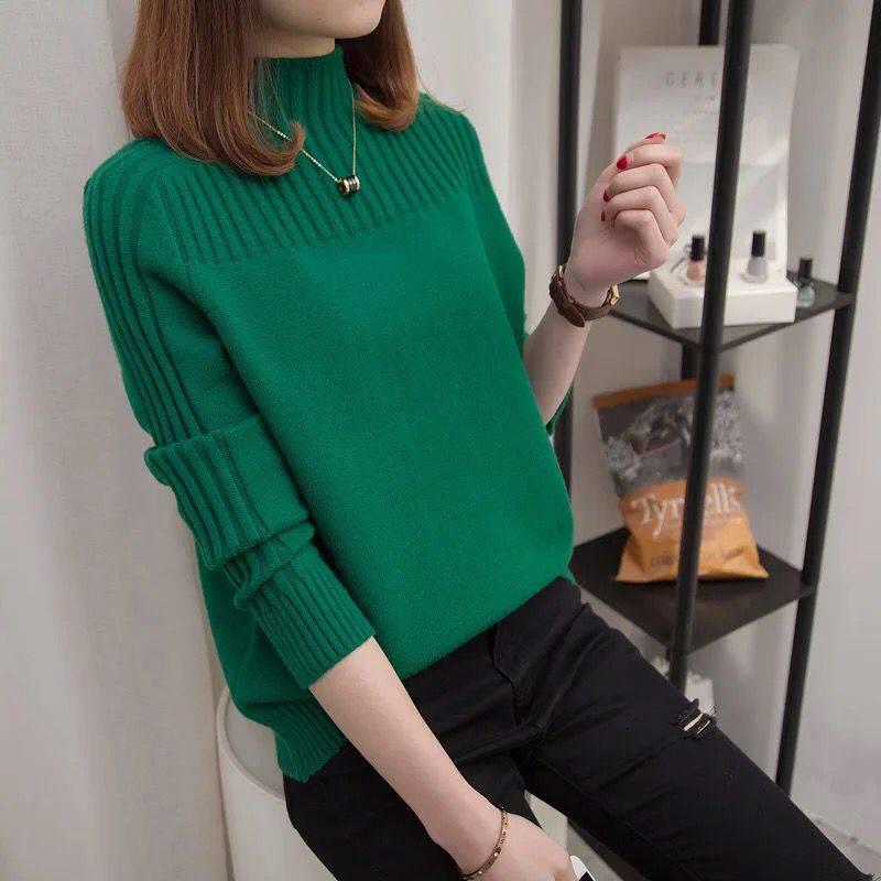 Sweater Women Autumn Winter Hedging Short Half-high Collar Thick Slim Knitted Bottoming