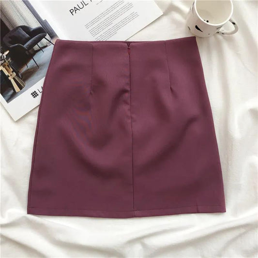 Female Simple High Waist Short Holiday Skirt Slim Elegant Streetwear Solid Color A-line Miniskirt