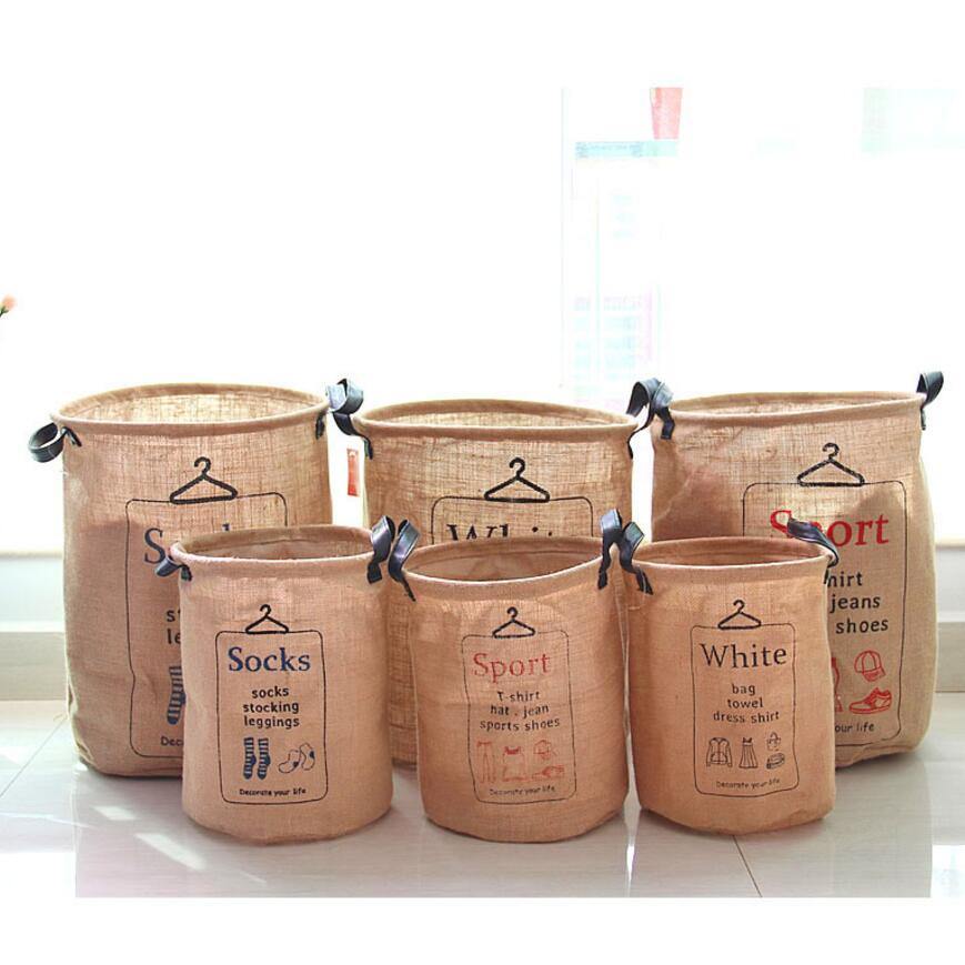 Waterproof Laundry Hamper Bag Clothes Storage Baskets Home jute Makeup Storage barrel kids toy stora