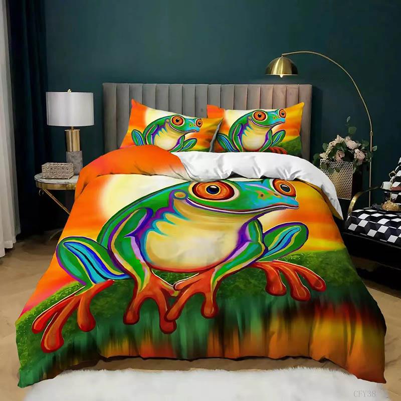 3D Digital Printing Pillow Socket Three-piece Bedding Set Funny Style Double Bed Home Bedding