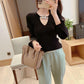 Spring and Autumn Slim Sexy Bottoming Shirt Long-sleeved Knitted Hollow Top Fashion Simple Female Sweater