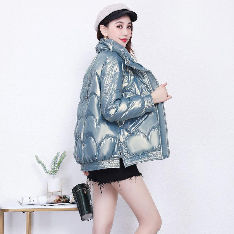 Women's Bright-faced Disposable Down Padded Jacket Short Warm and Comfortable Cotton Jacket Korean Winter Loose Casual Cotton Jacket