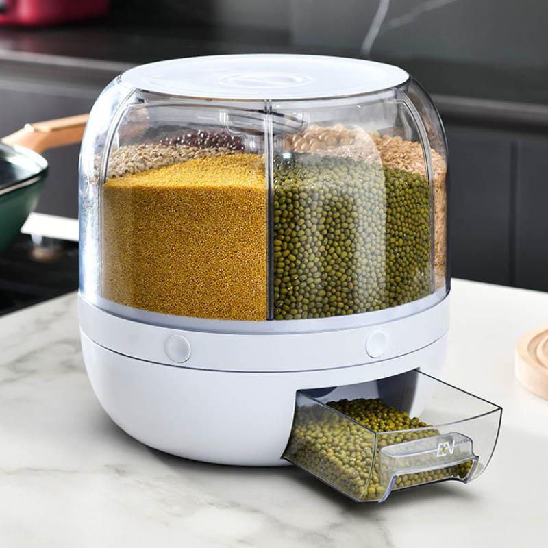 Piped To Rotate Mixed Grain Barrels Sealed Anti-moisture Moisture Home Multi-function Grain Reservoir Box Rice Storage Box