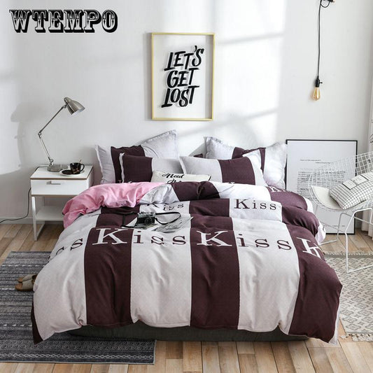 3pcs Classic Bedding Set 5 Size Grey Blue Flower Bed Linens 4pcs/set  Pastoral Duvet Cover Set