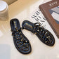 Fairy Style Flip Flops Rivet Sandals and Slippers for Women's Outer Wear New Year and Summer New Flat-bottomed Non-slip Beach Slippers