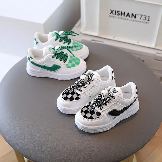 Children's Shoes Spring and Summer Mesh Breathable Plaid Shoes Boys and Girls Sneakers 1-6 Years Old