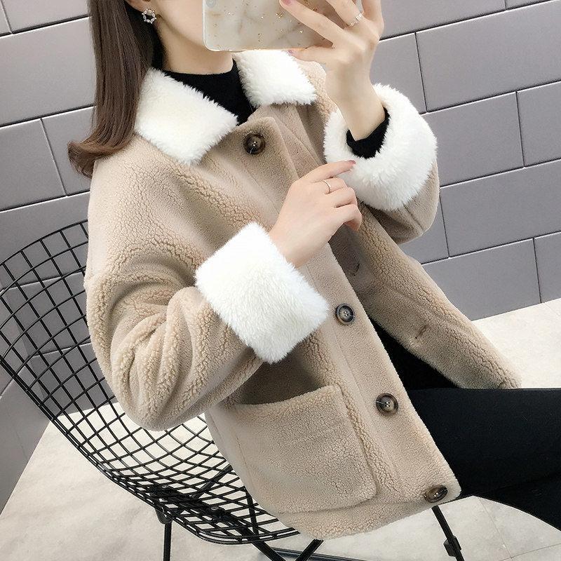 Fashion Casual Thick Wool Lamb Coat Winter Korean Loose Student Short Grain Fleece Coat Women