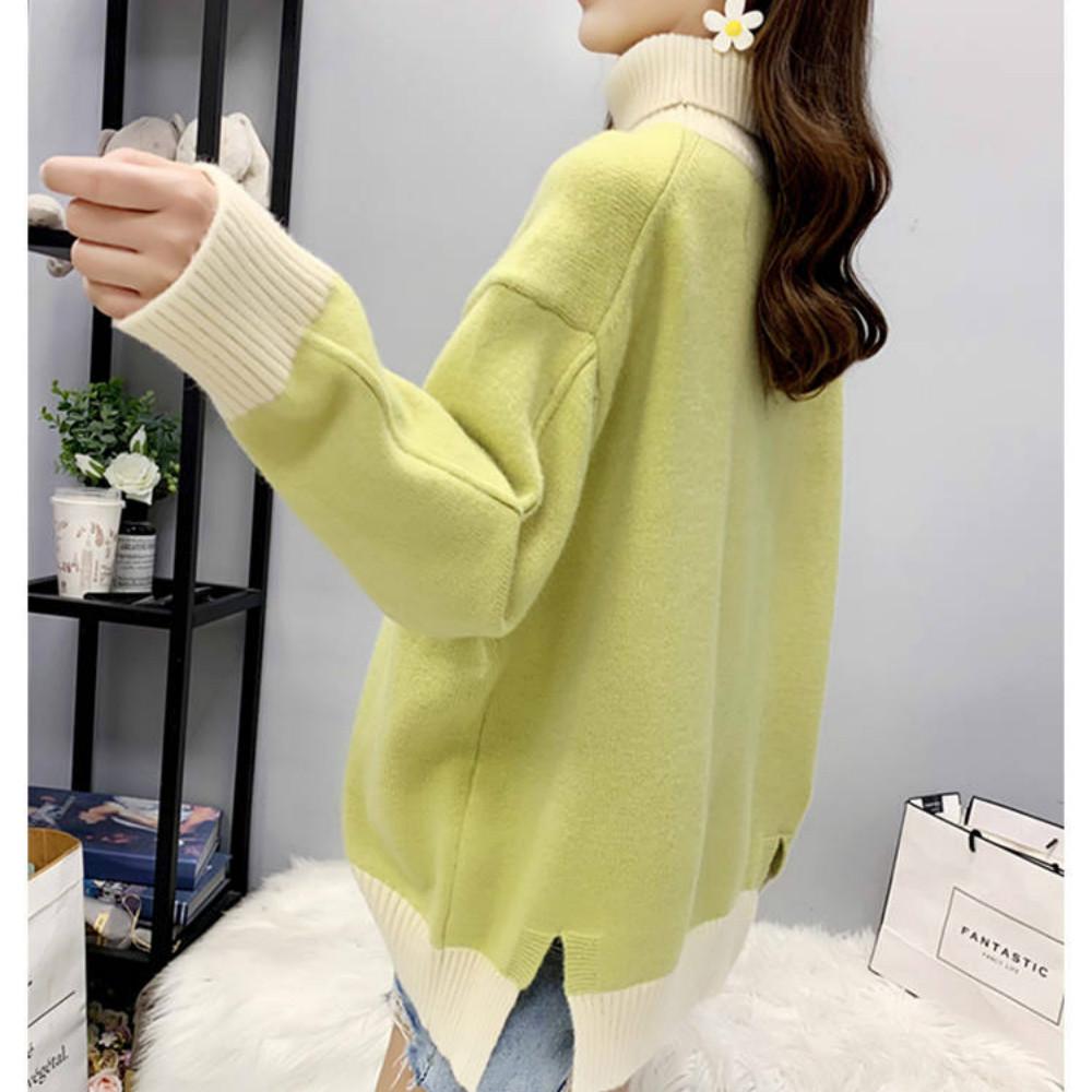 Pofulove Turtleneck Women Pullover Winter Loose Thick Padded Short Bottoming Shirt Sweater Women