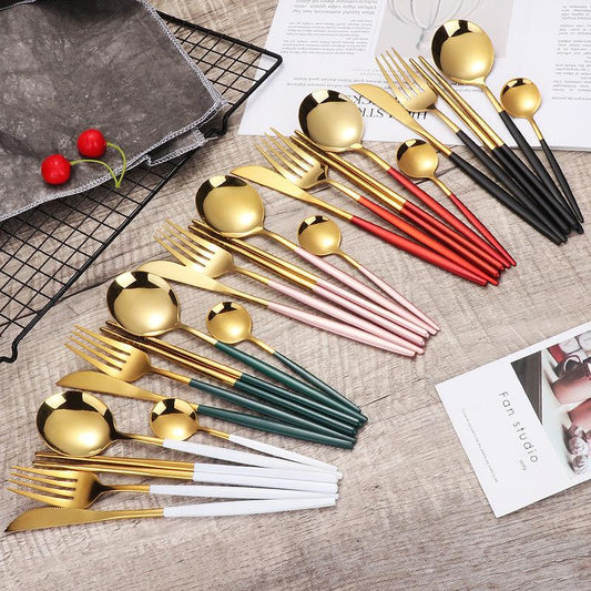 Nordic Stainless Steel Spoon Steak Knife Fork Cutlery Set Home Hotel Knife Fork Spoon Three-piece Set